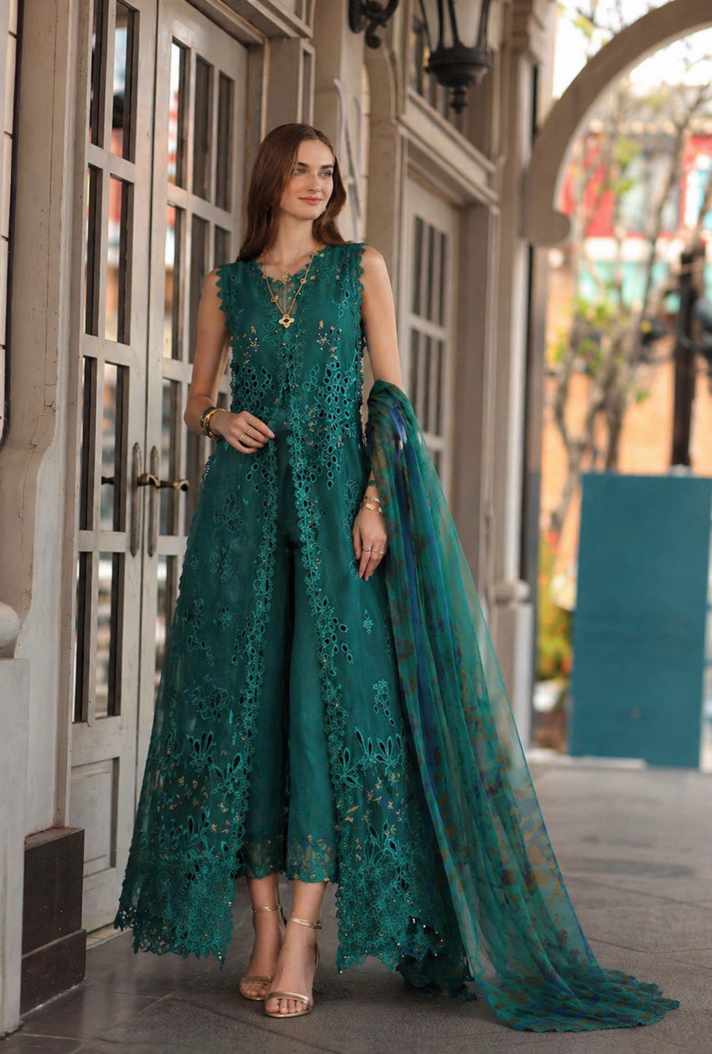 Noor by Saadia Asad | Eid Luxe Chikankari 26 | D1 - Malachite Green