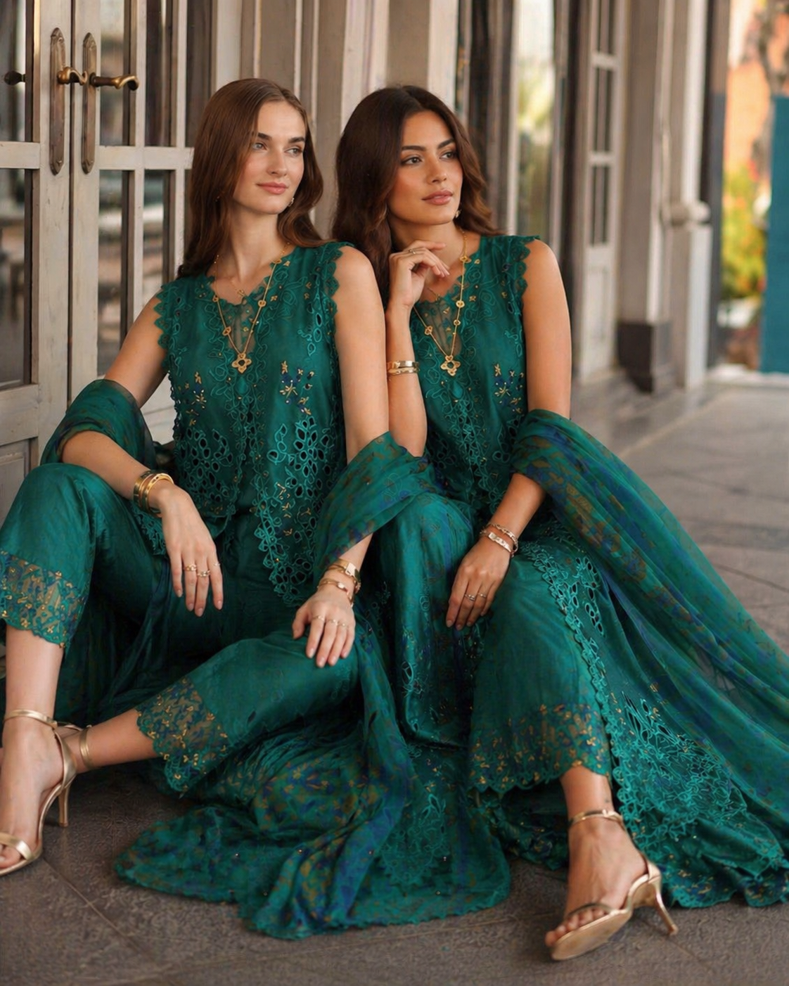 Noor by Saadia Asad | Eid Luxe Chikankari 26 | D1 - Malachite Green