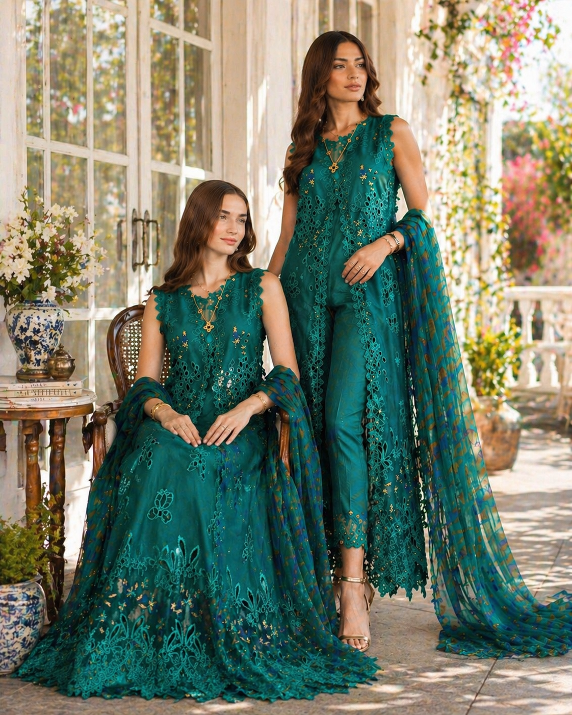 Noor by Saadia Asad | Eid Luxe Chikankari 26 | D1 - Malachite Green