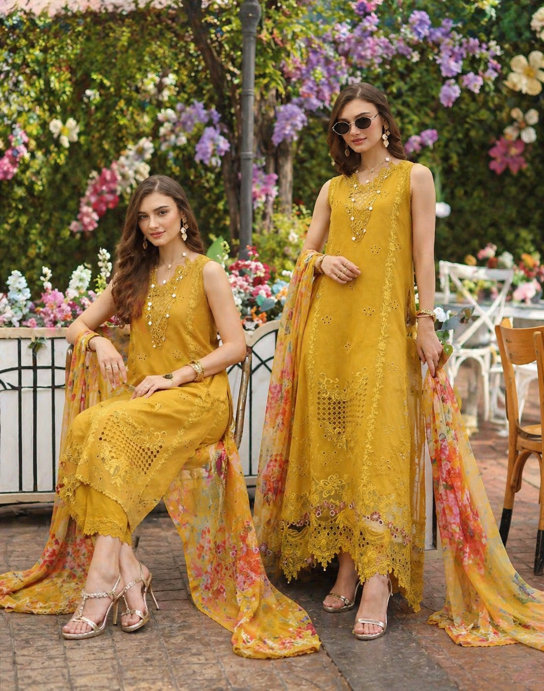 Noor by Saadia Asad | Eid Luxe Chikankari 26 | D10 - Amber Yellow