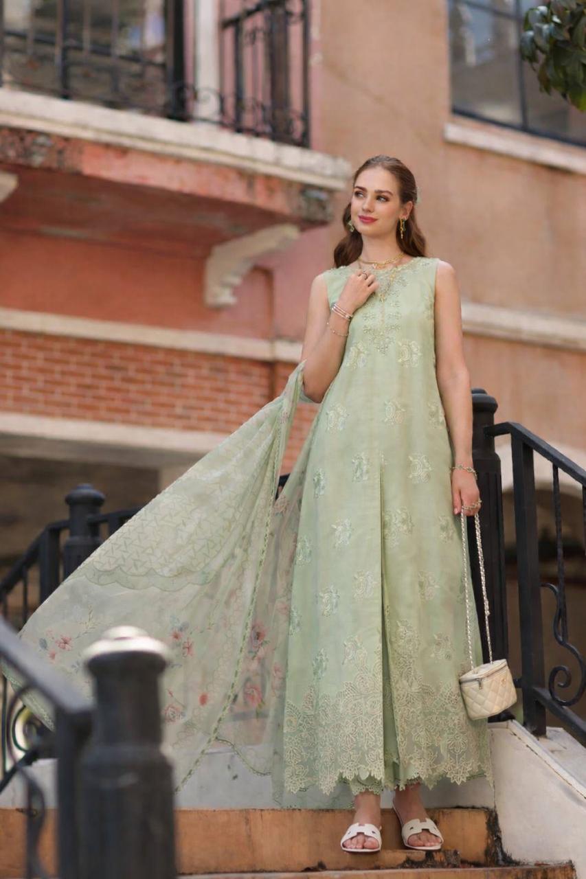 Noor by Saadia Asad | Eid Luxe Printkhaas 26 | D2 - A - Opal Mint
