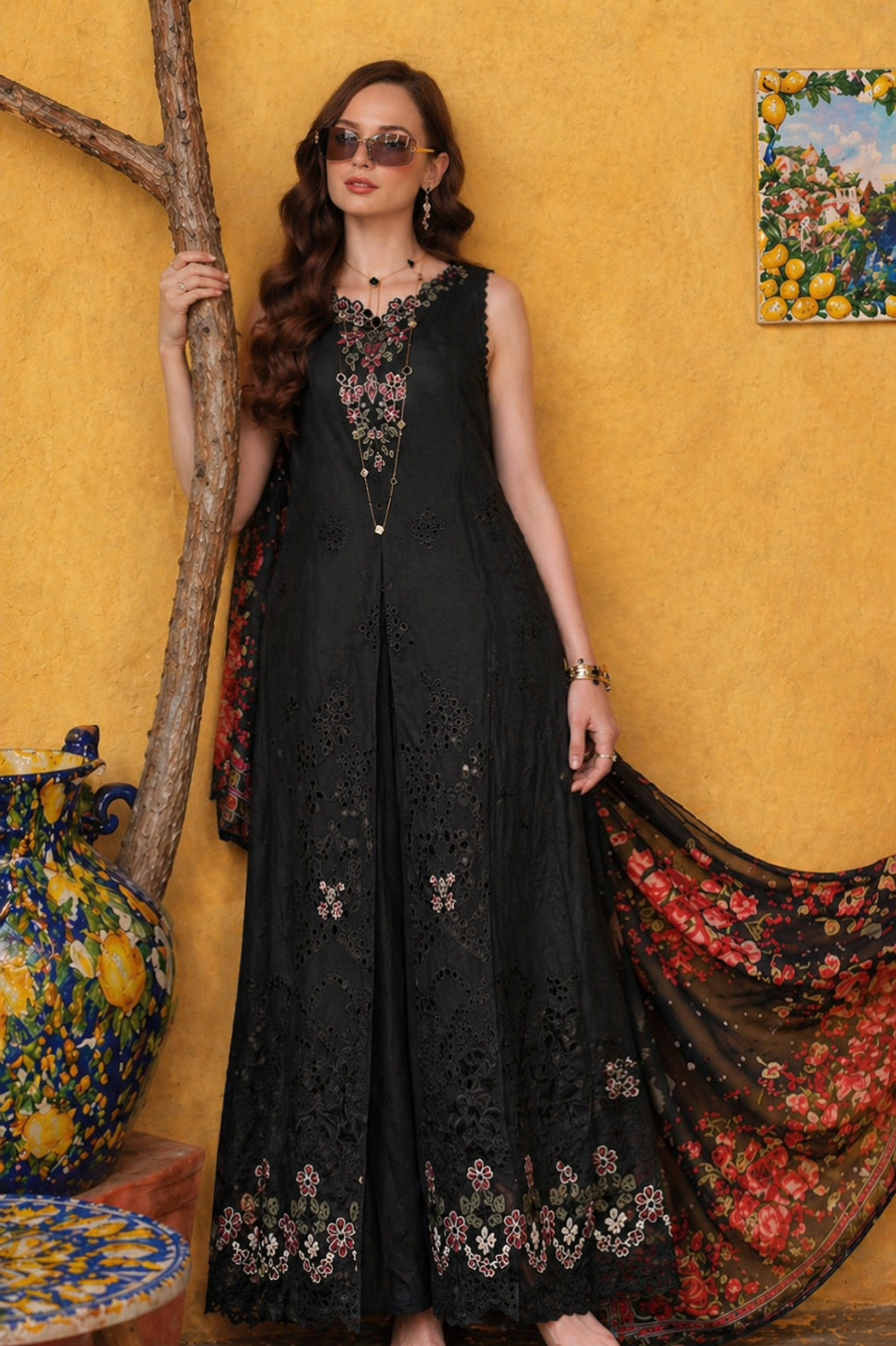 Noor by Saadia Asad | Luxury Eid Schiffli Laserkari 26 | D5 - Raven Black