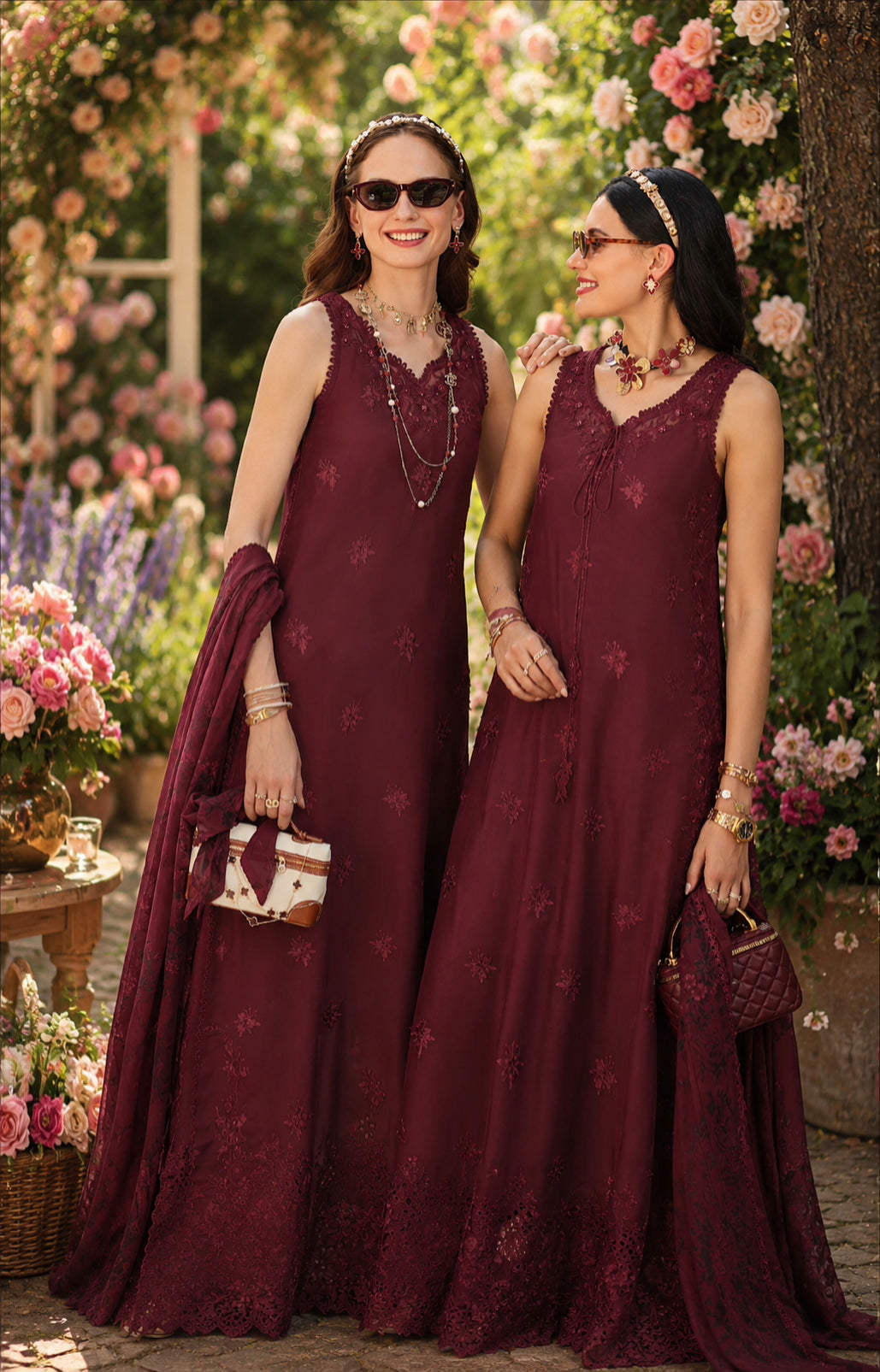 Noor by Saadia Asad | Noor Eid Printskhas 26 |D10 – Burgundy