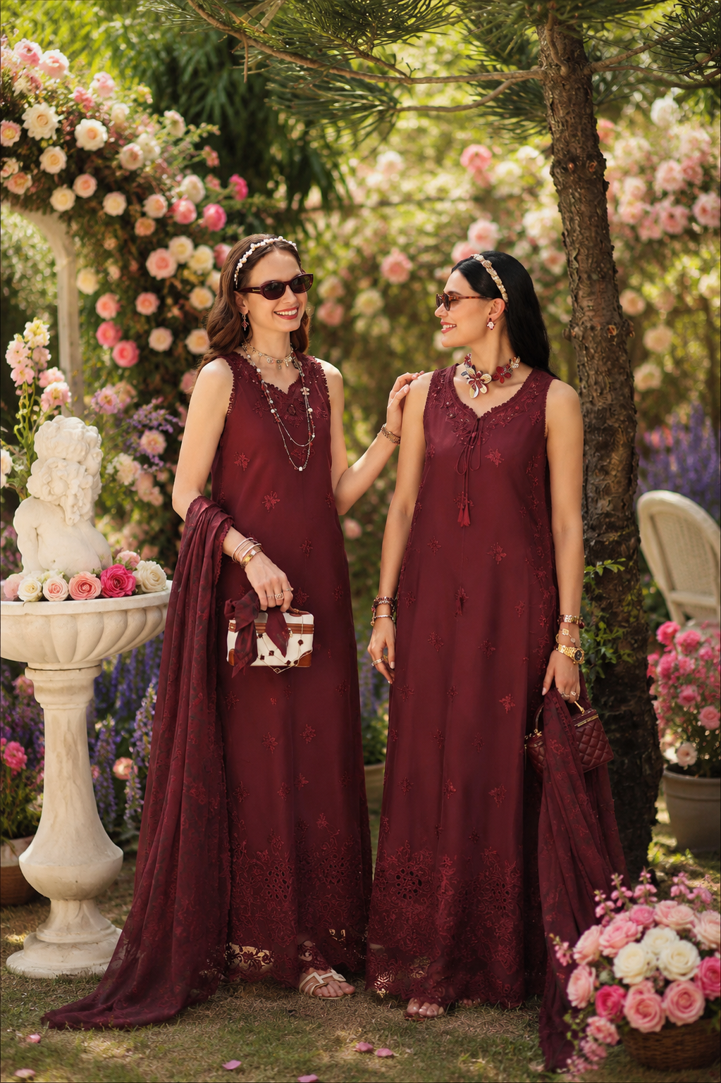 Noor by Saadia Asad | Noor Eid Printskhas 26 |D10 – Burgundy
