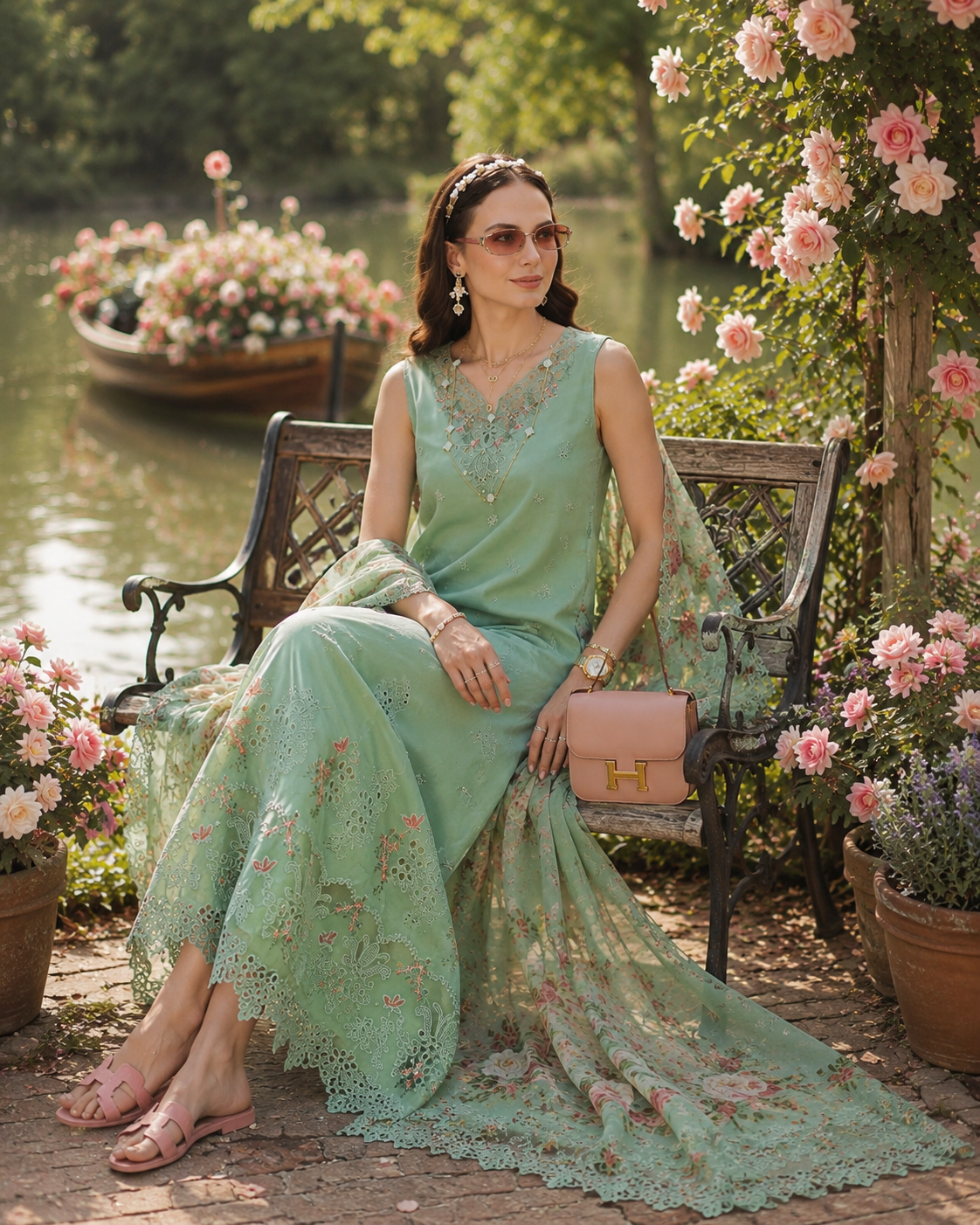 Noor by Saadia Asad | Noor Eid Printskhas 26 | D9 – Aqua Minté