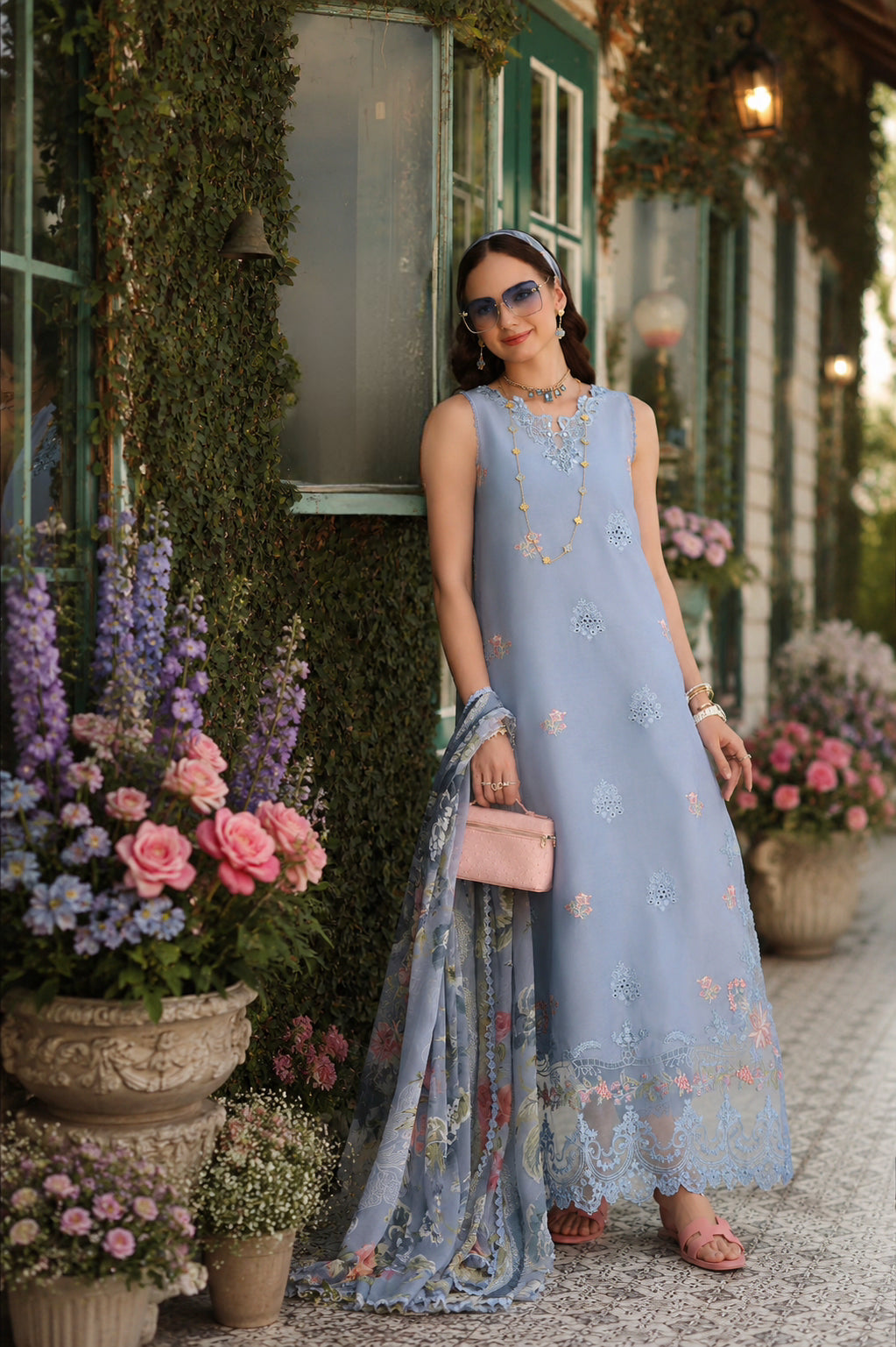 Noor by Saadia Asad | Noor Eid Printskhas 26 | D1 – Frozen Mist