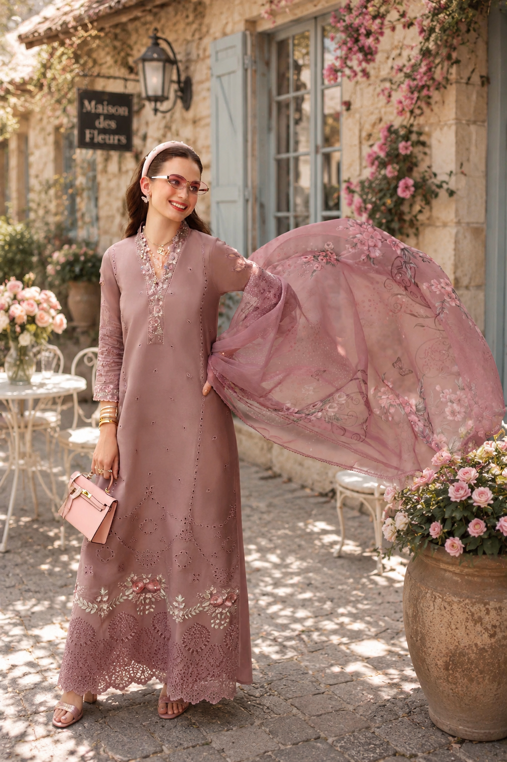 Noor by Saadia Asad | Noor Eid Printskhas 26 | D3 – Rose Éclat