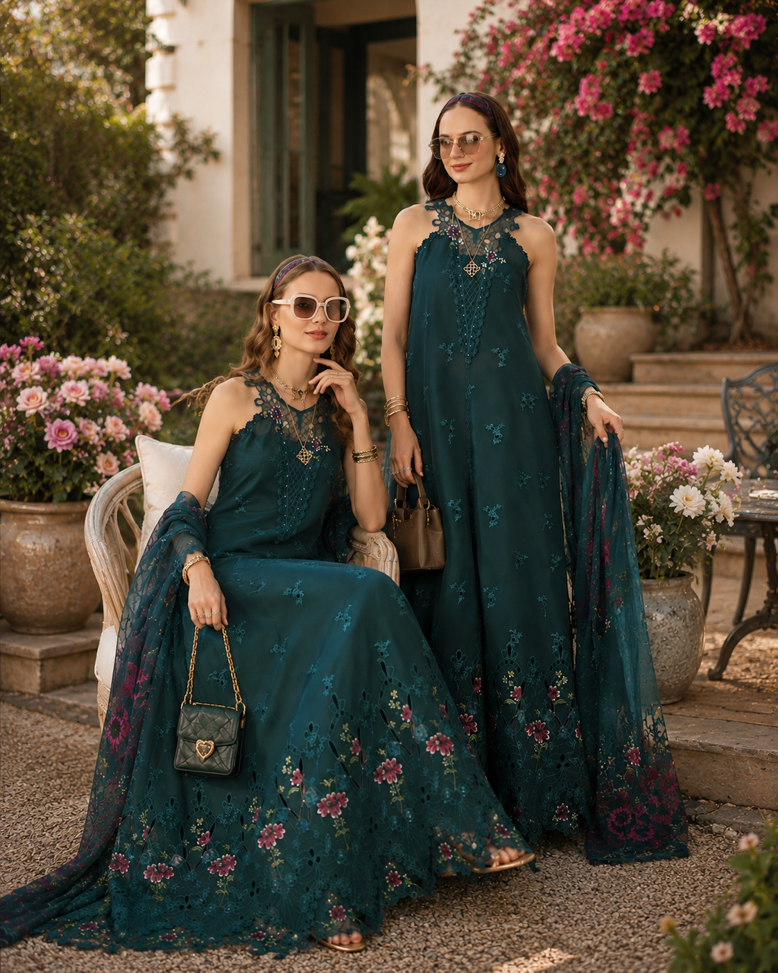 Noor by Saadia Asad | Noor Eid Printskhas 26 | D6 – Coblat Teal