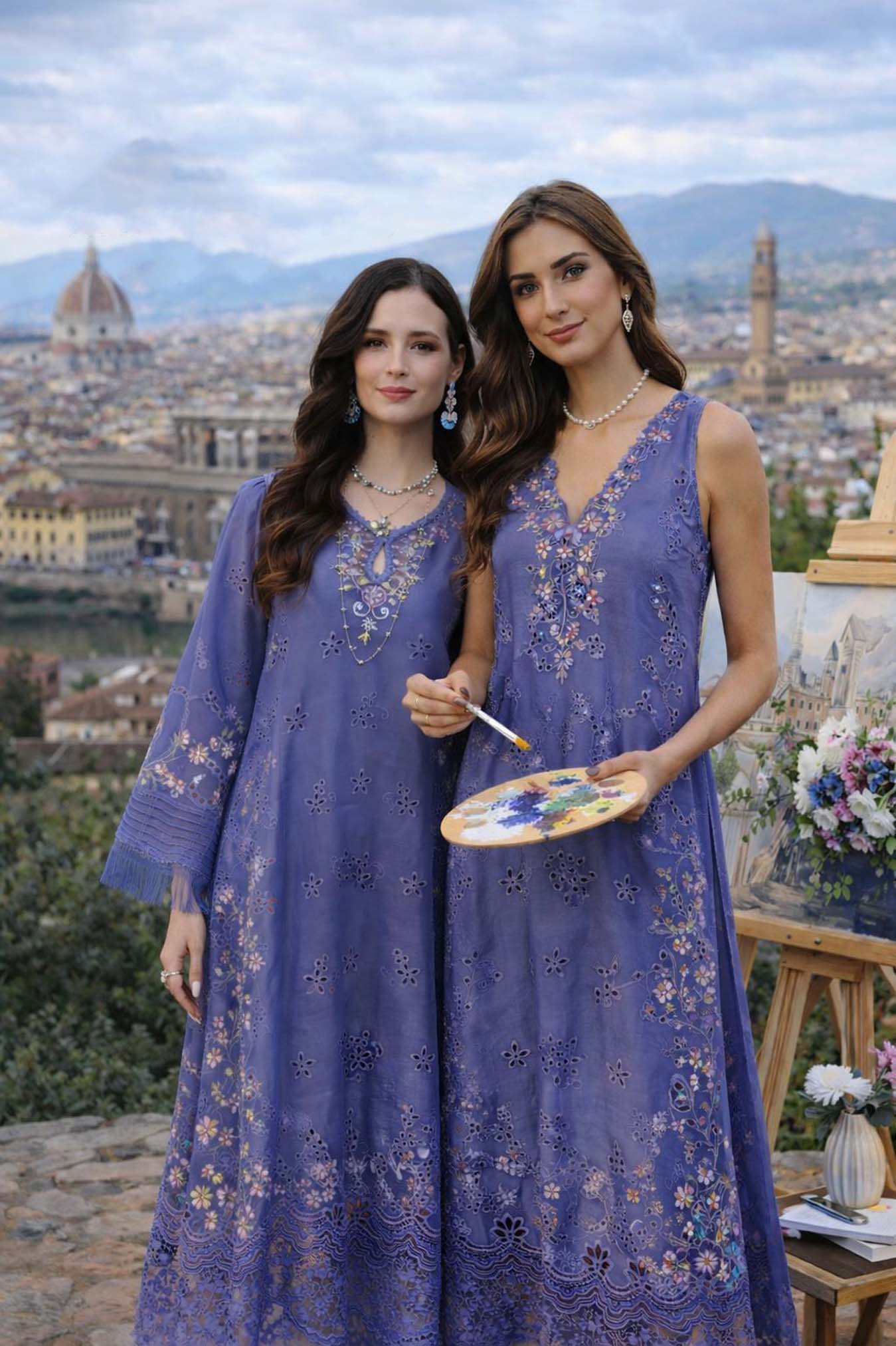 Noor by Saadia Asad | Luxury Eid Schiffli Laserkari 26 | D9 -Tropical indigo
