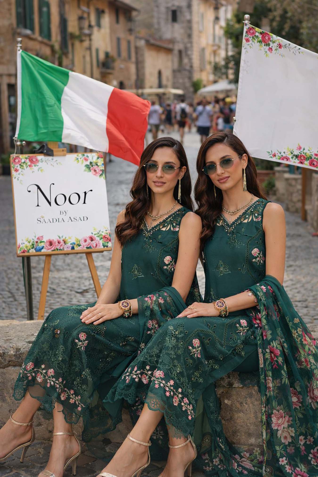 Noor by Saadia Asad | Luxury Eid Schiffli Laserkari 26 | D11 - Emerald Jewel