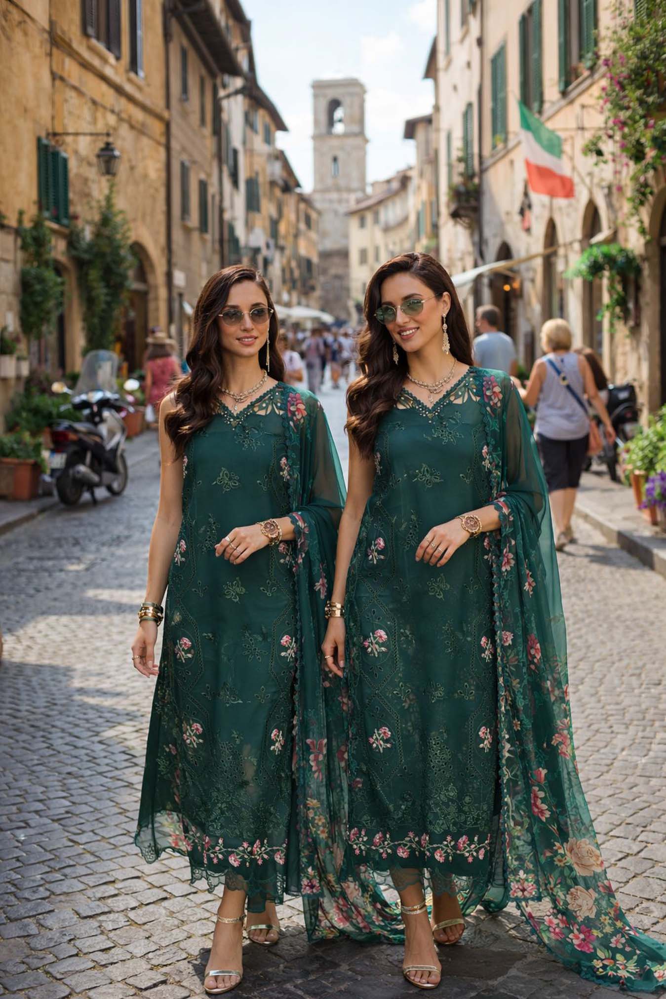 Noor by Saadia Asad | Luxury Eid Schiffli Laserkari 26 | D11 - Emerald Jewel