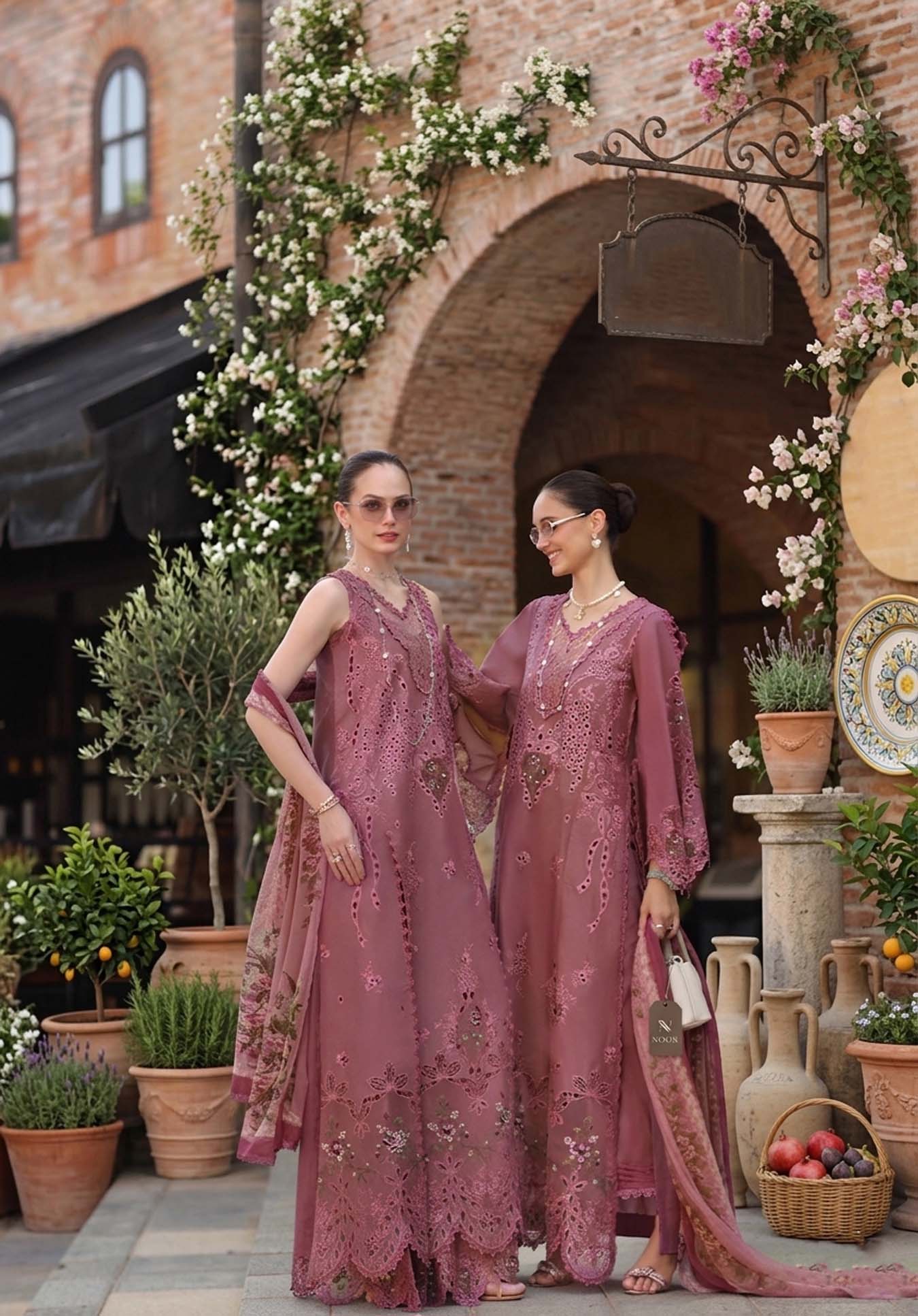 Noor by Saadia Asad | Luxury Eid Schiffli Laserkari 26 | D1 -Rosé Allure