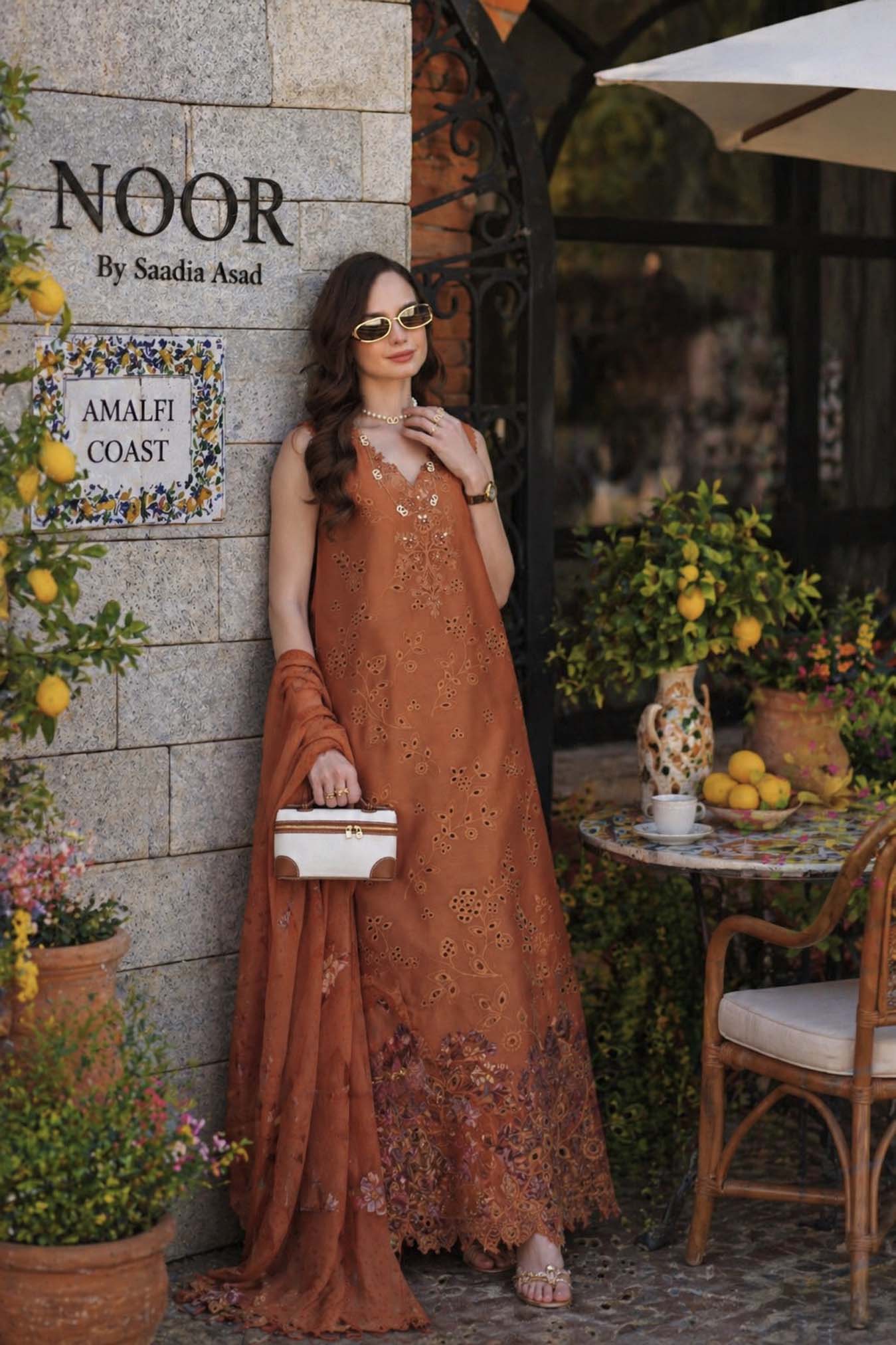 Noor by Saadia Asad | Luxury Eid Schiffli Laserkari 26 | D6 -Amber Rustique