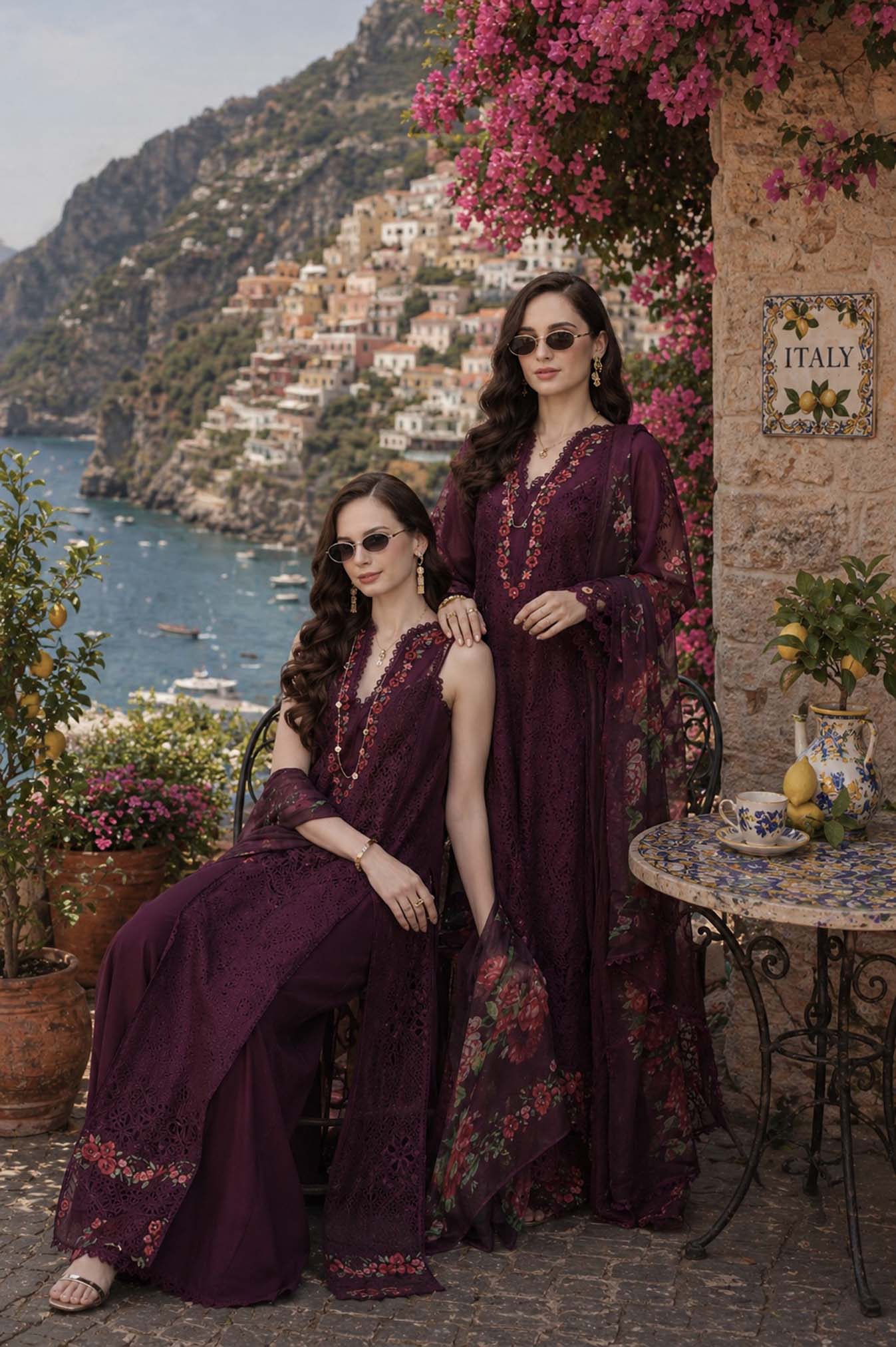 Noor by Saadia Asad | Luxury Eid Schiffli Laserkari 26 | D10 -Plum Royal