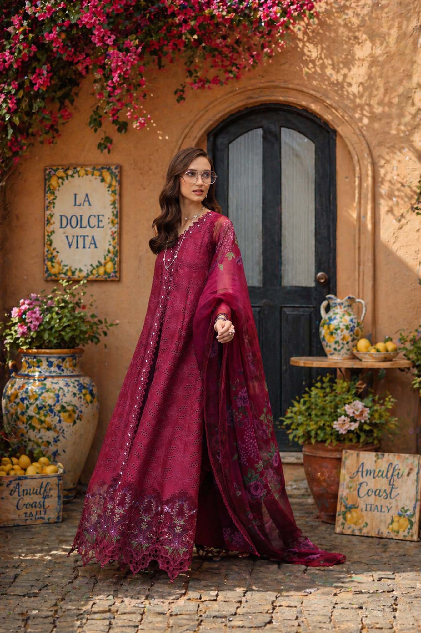 Noor by Saadia Asad | Luxury Eid Schiffli Laserkari 26 | D4 -Fuchia Élégance