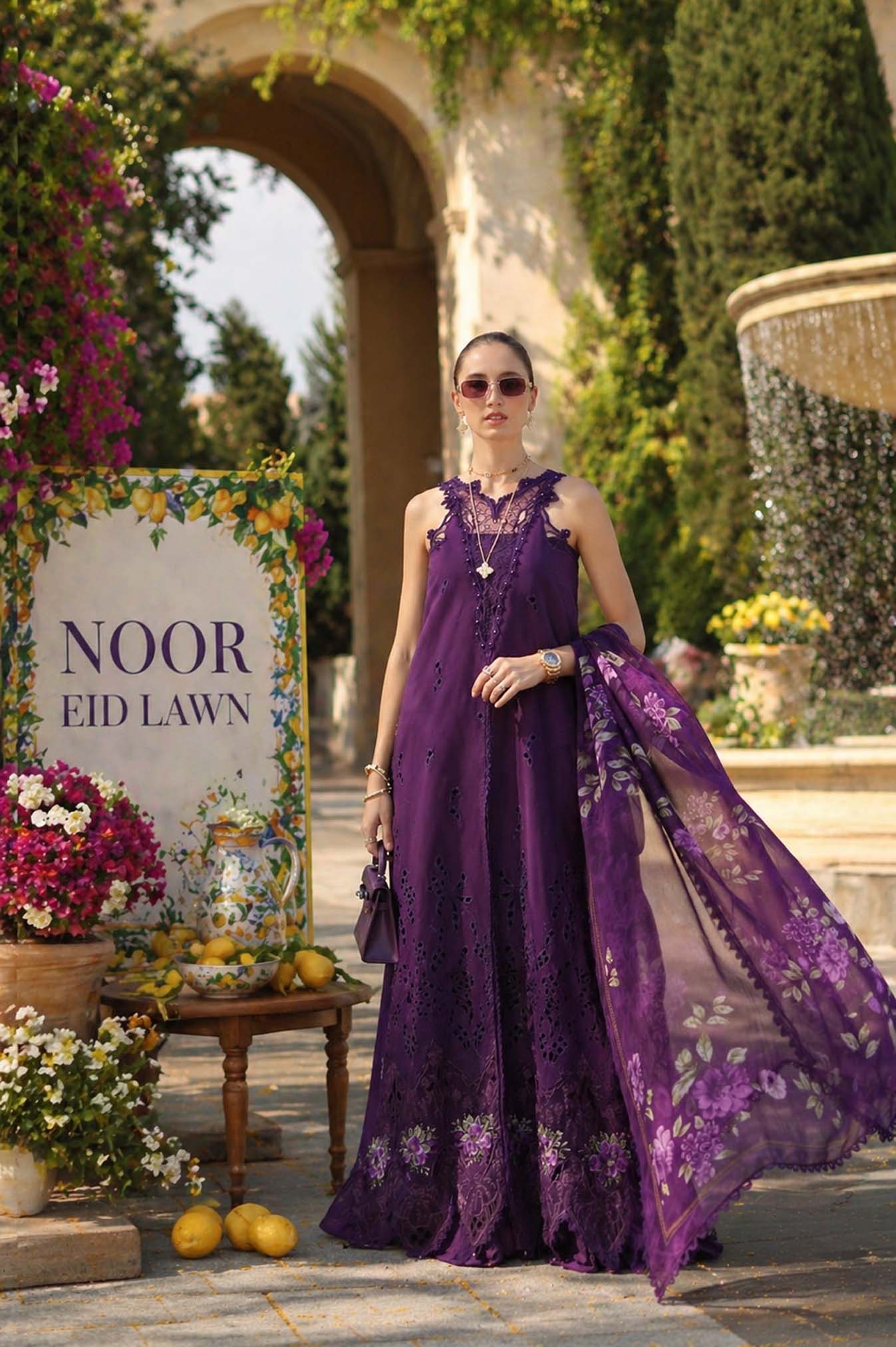 Noor by Saadia Asad | Luxury Eid Schiffli Laserkari 26 | D2 -Amalfi Amethyst