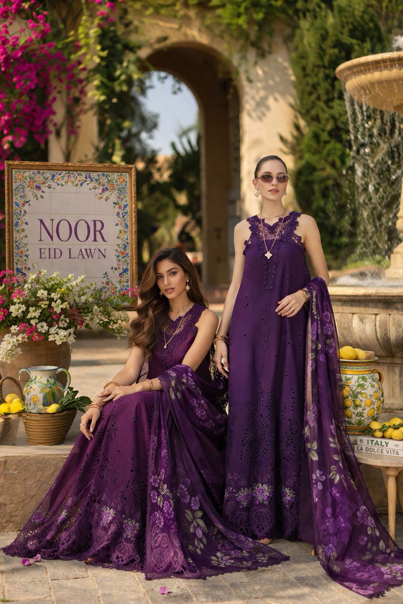 Noor by Saadia Asad | Luxury Eid Schiffli Laserkari 26 | D2 -Amalfi Amethyst