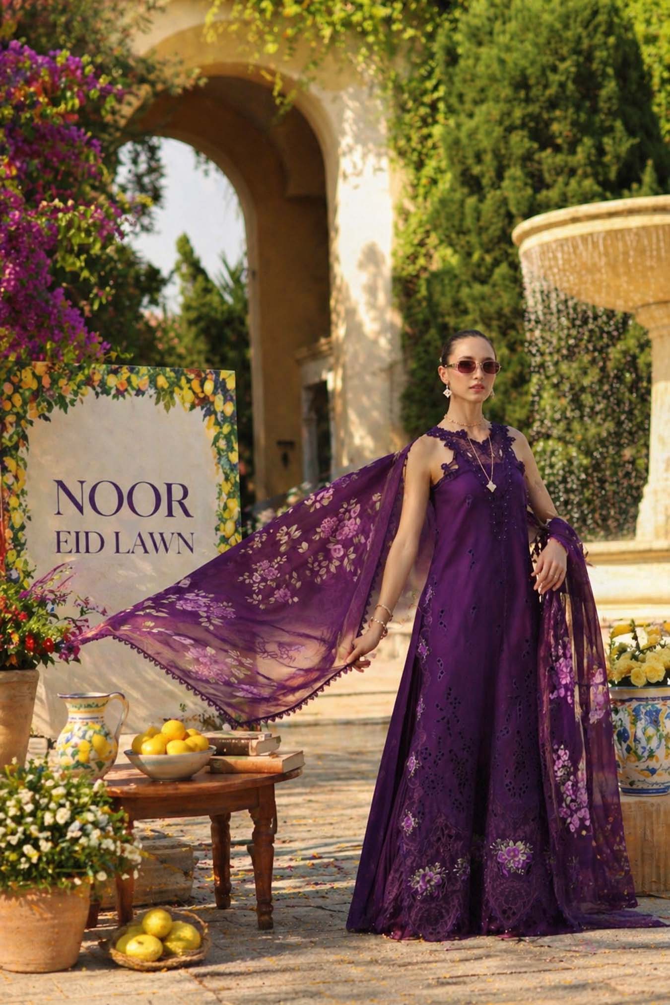 Noor by Saadia Asad | Luxury Eid Schiffli Laserkari 26 | D2 -Amalfi Amethyst