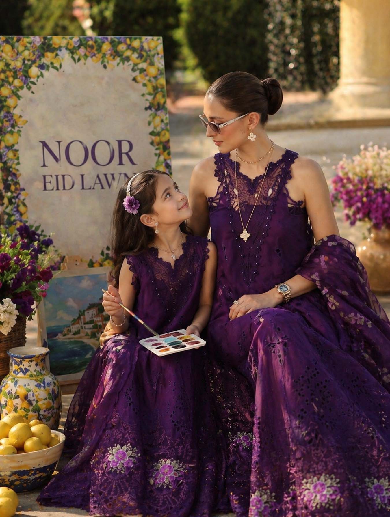 Noor by Saadia Asad | Luxury Eid Schiffli Laserkari 26 | D2 -Amalfi Amethyst
