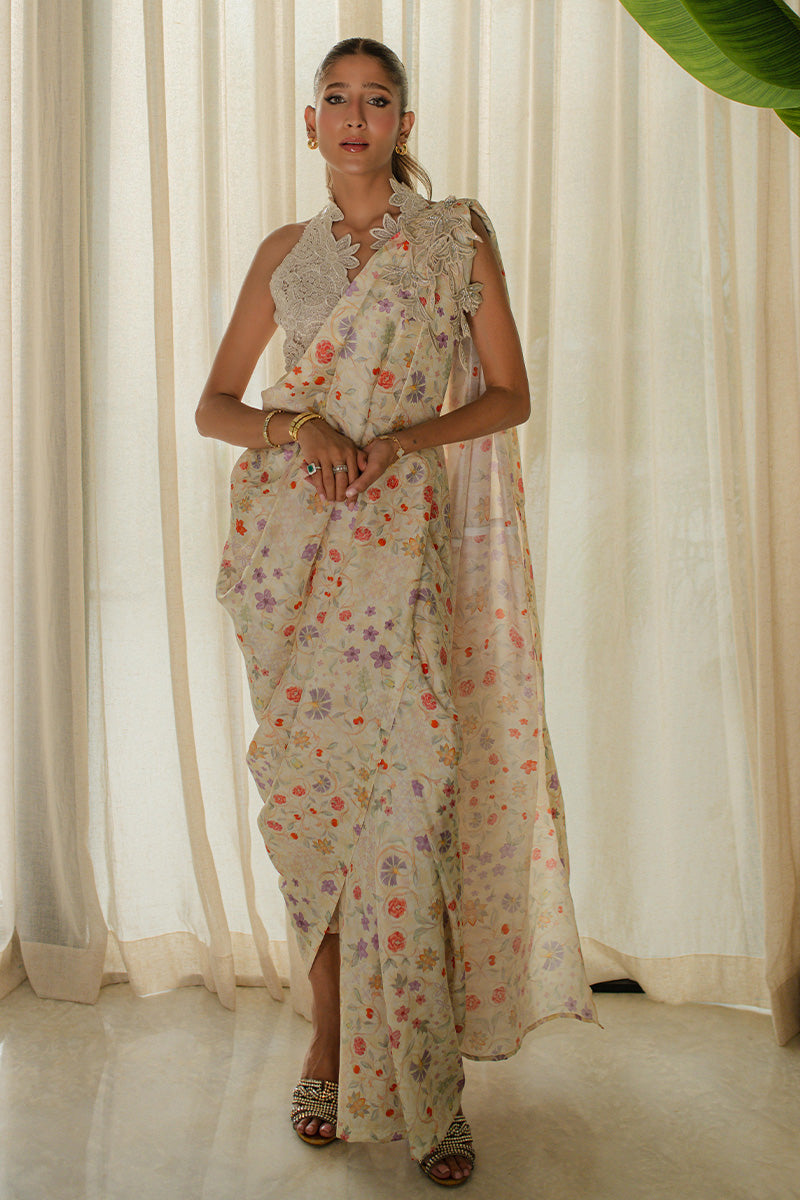 Mina Hasan | Signature Pret | Wrapped Goddess Stitched Saree