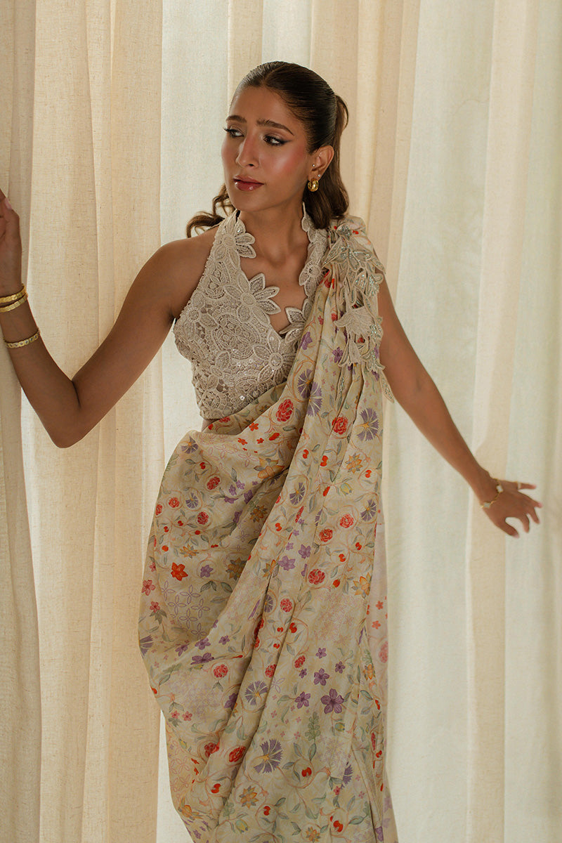 Mina Hasan | Signature Pret | Wrapped Goddess Stitched Saree
