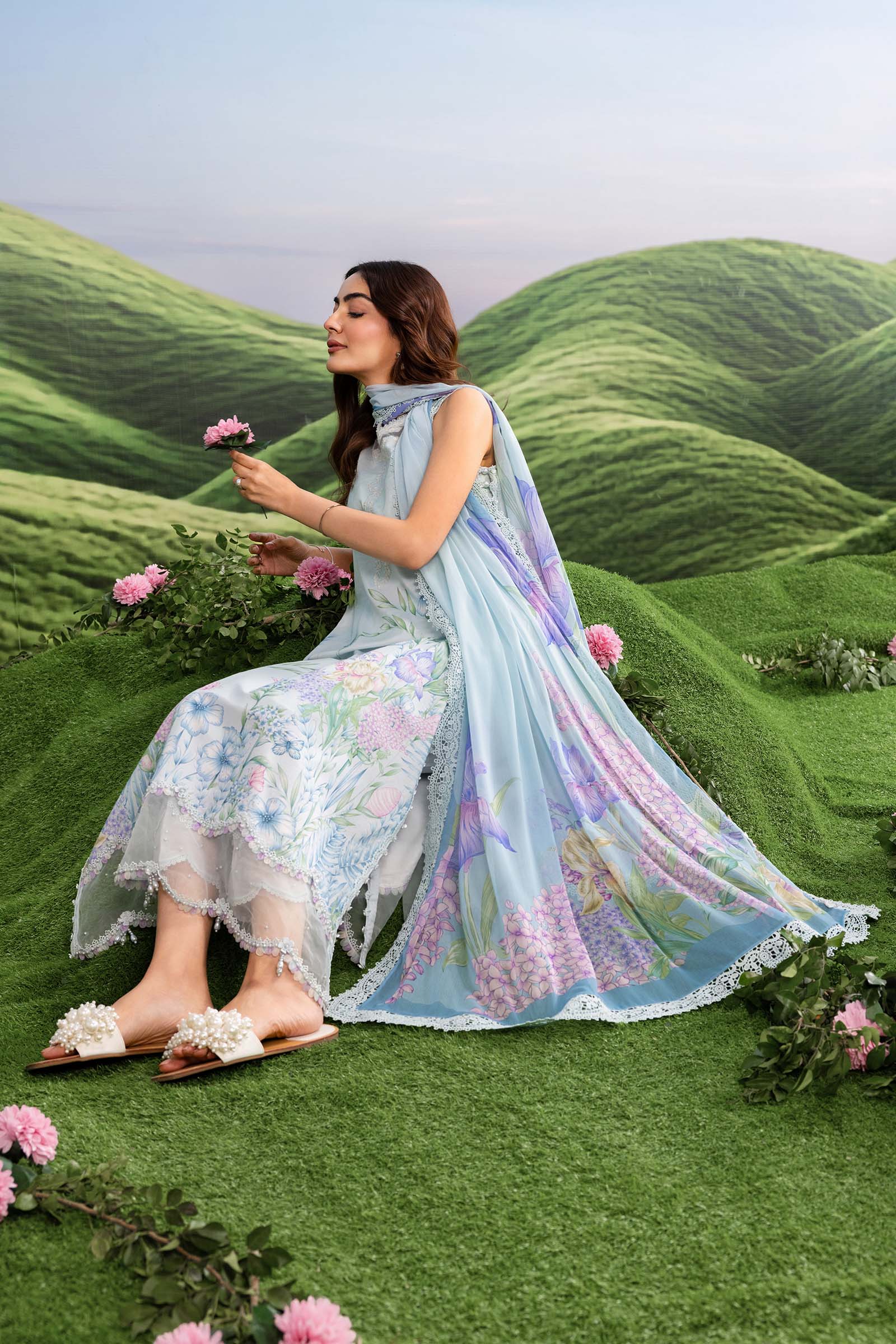 Maria B | M Basics Dreamscape Eid Lawn | MB-CUSV14-10A