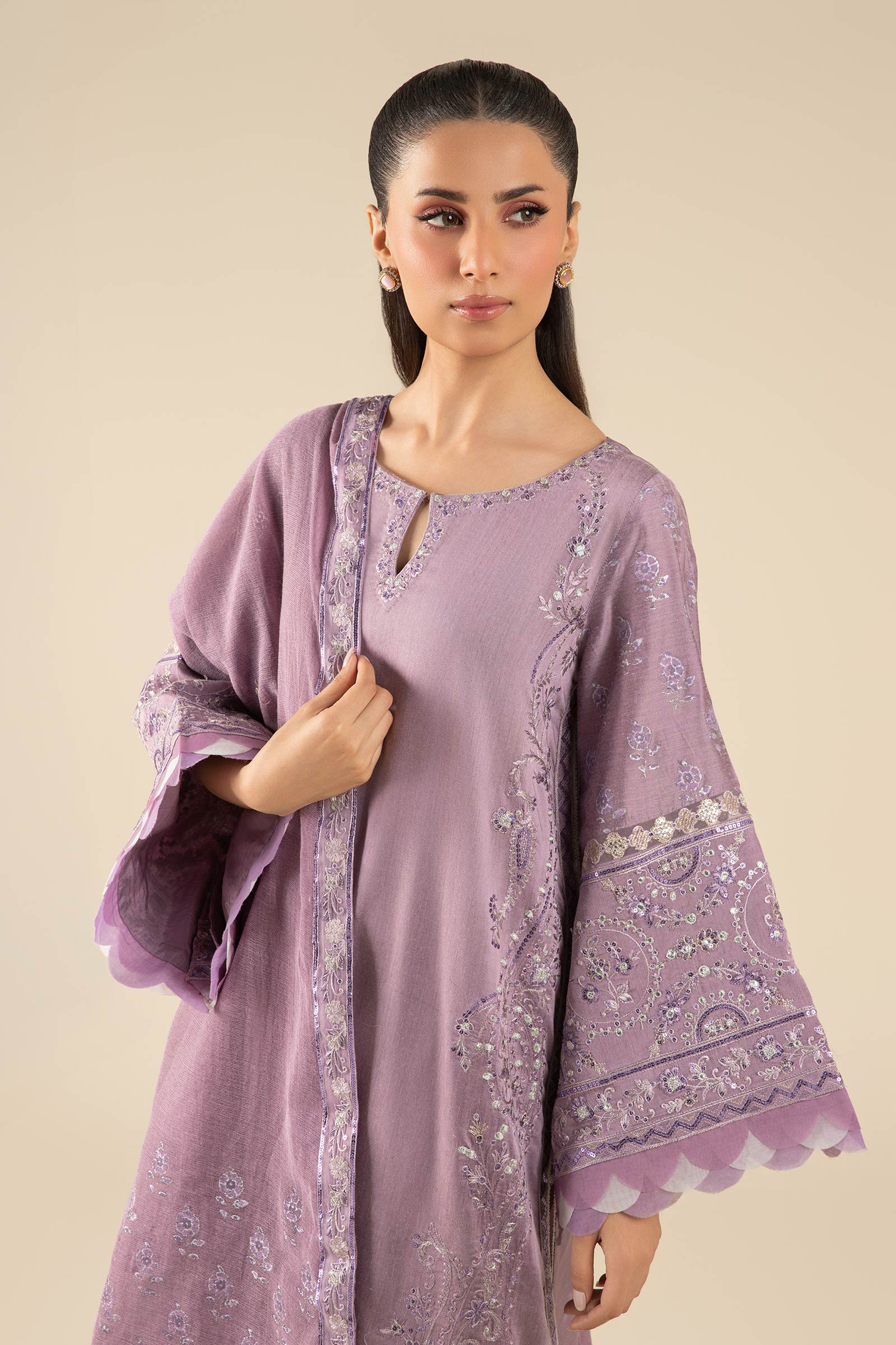 Maria B | Basics RTW | 3 Pc Embroidered Two Tone Silk Suit | MB-FS25-17