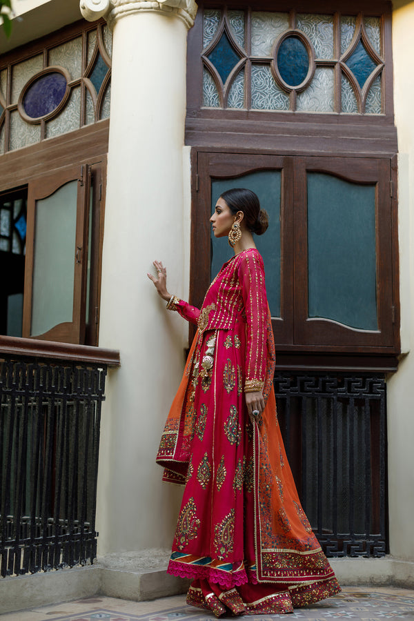 Wahajmkhan | Bahar Begum Formals | MAGENTA BLOCK ANARKALI