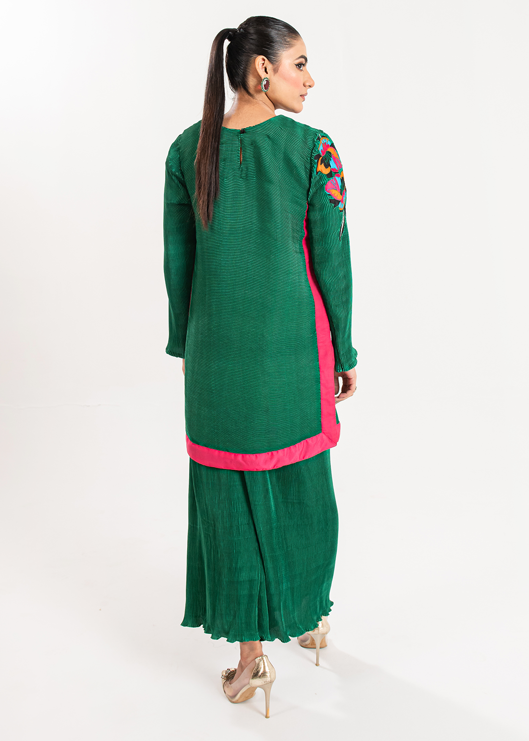 Maria Osama Khan | Claire Pleated Silk | Ivy