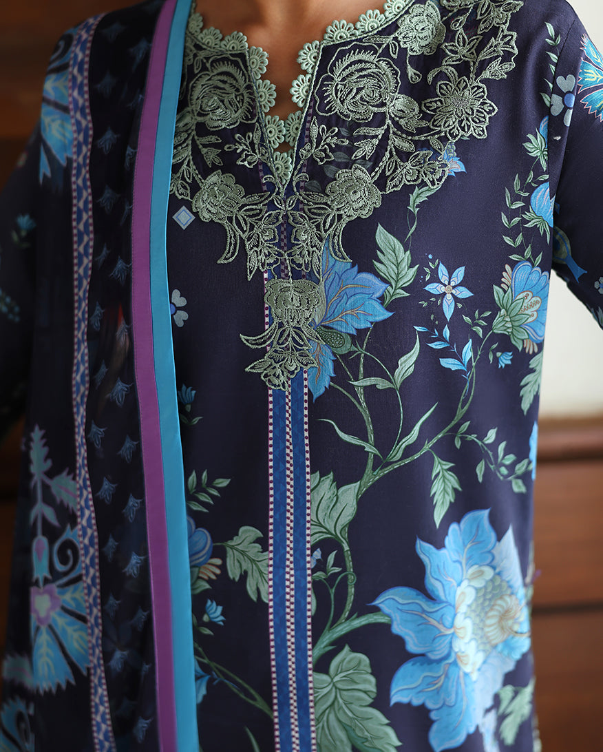 Roheenaz | Eclat Garden Printed Lawn | Orchid meadow