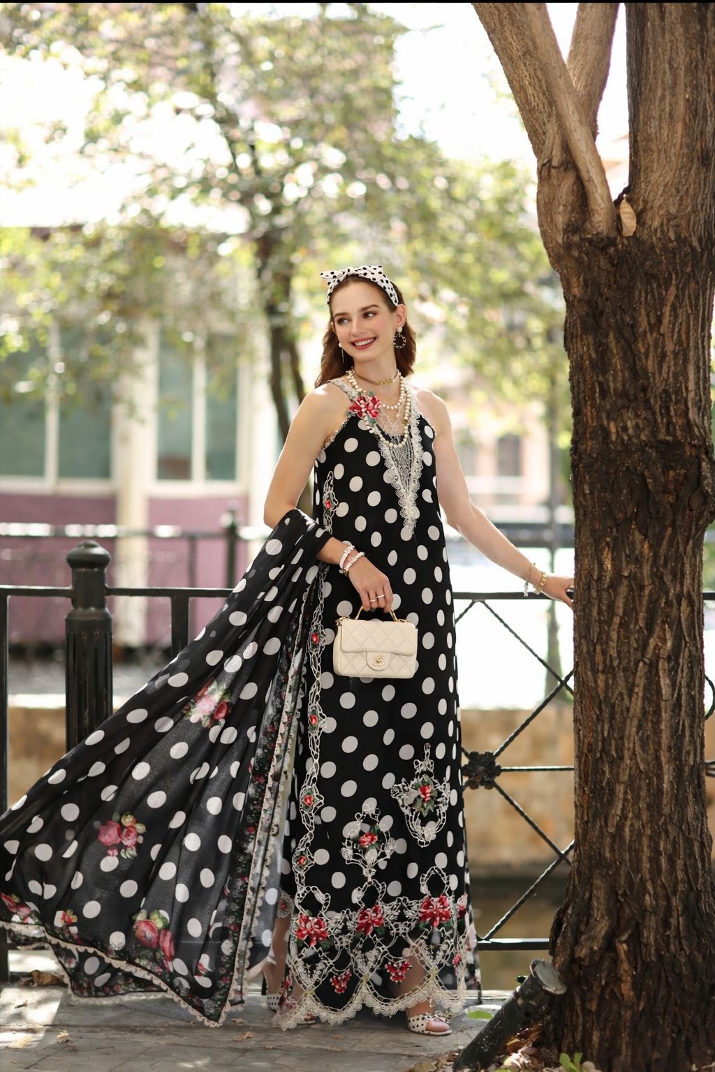 Noor by Saadia Asad | Eid Luxe Printkhaas 26 | D4 - C - Monochrome Polka