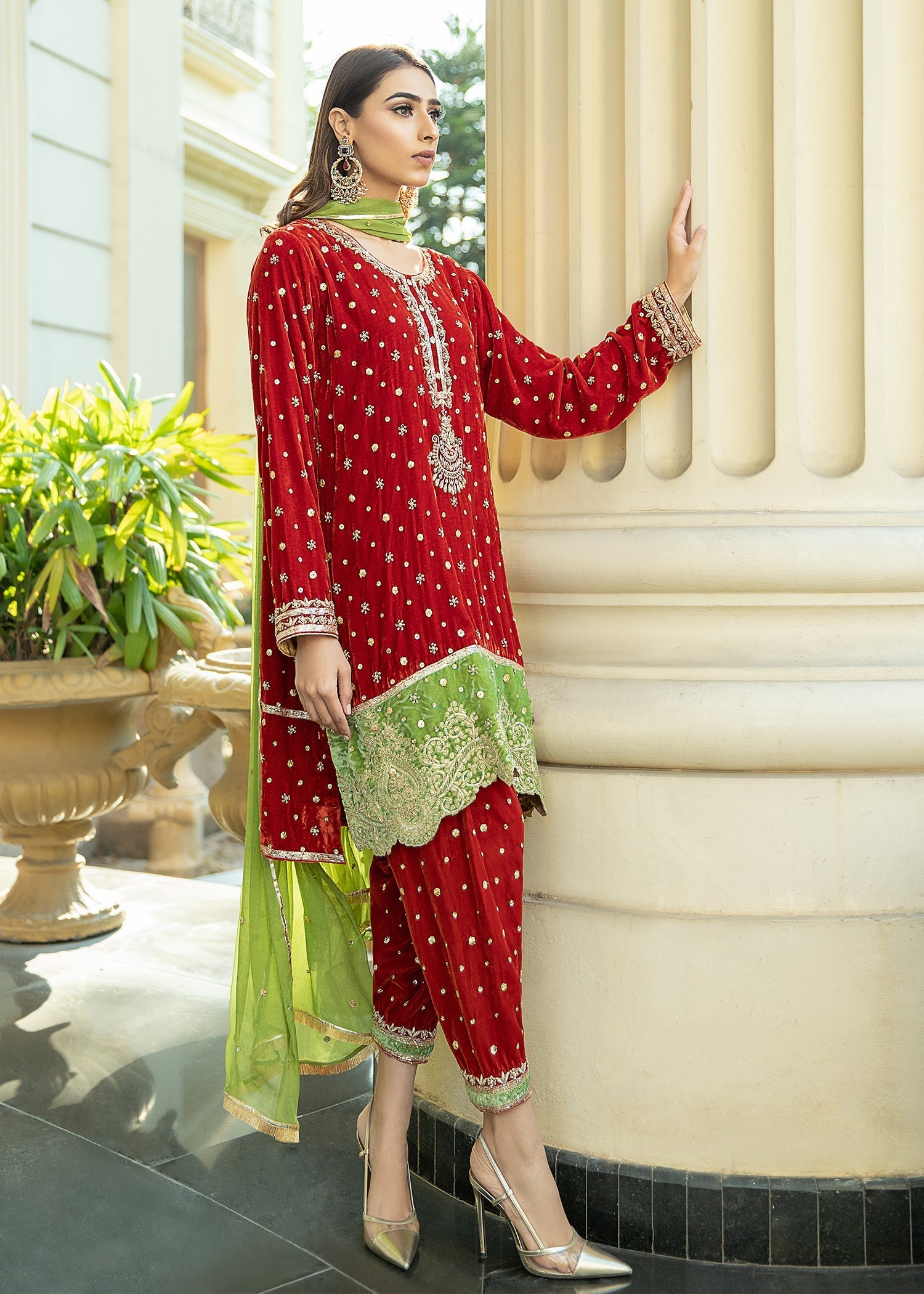 Purple Haze | Velvet Formals | Orange Velvet Gotapatti