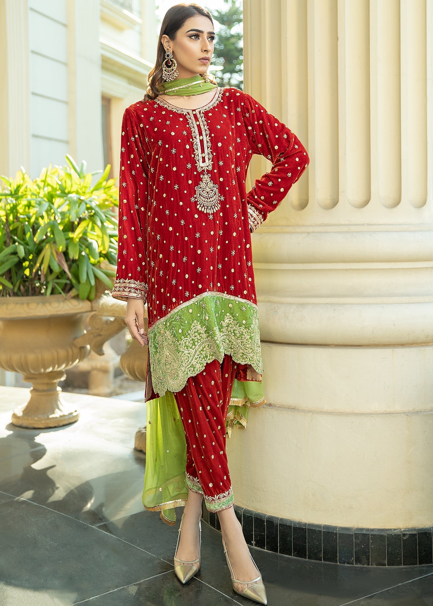 Purple Haze | Velvet Formals | Orange Velvet Gotapatti