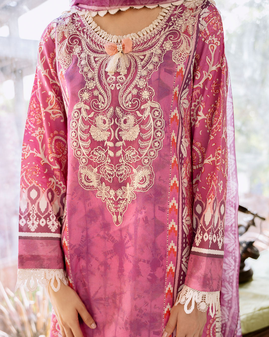 Roheenaz | Flora Printed Lawn | Amaranth
