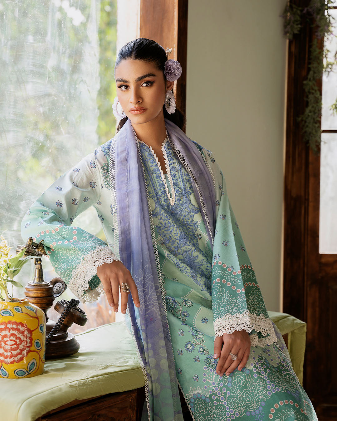 Roheenaz | Flora Printed Lawn | Elysium
