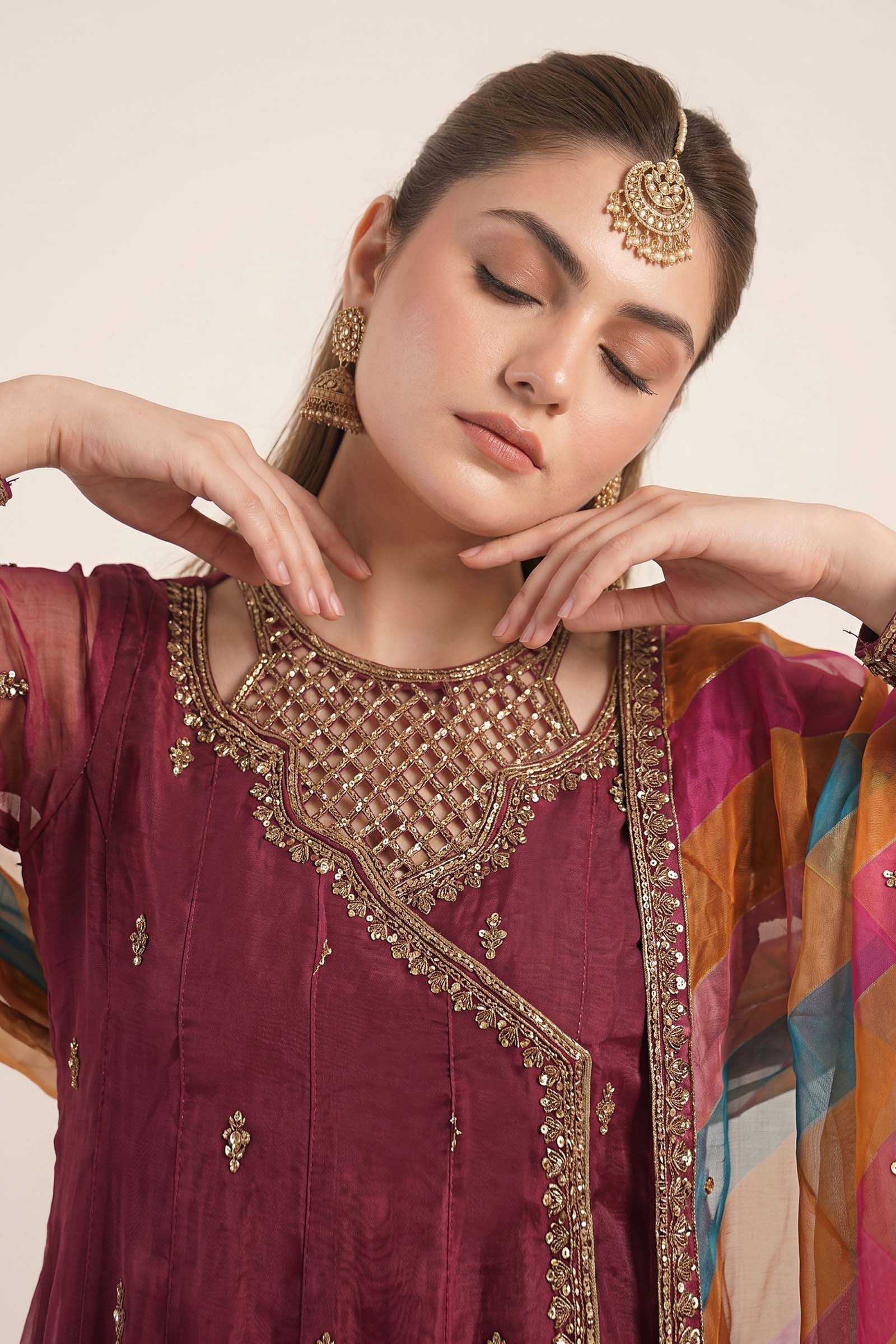 Maria B | Luxury Formals | SF-EF26-08-Maroon