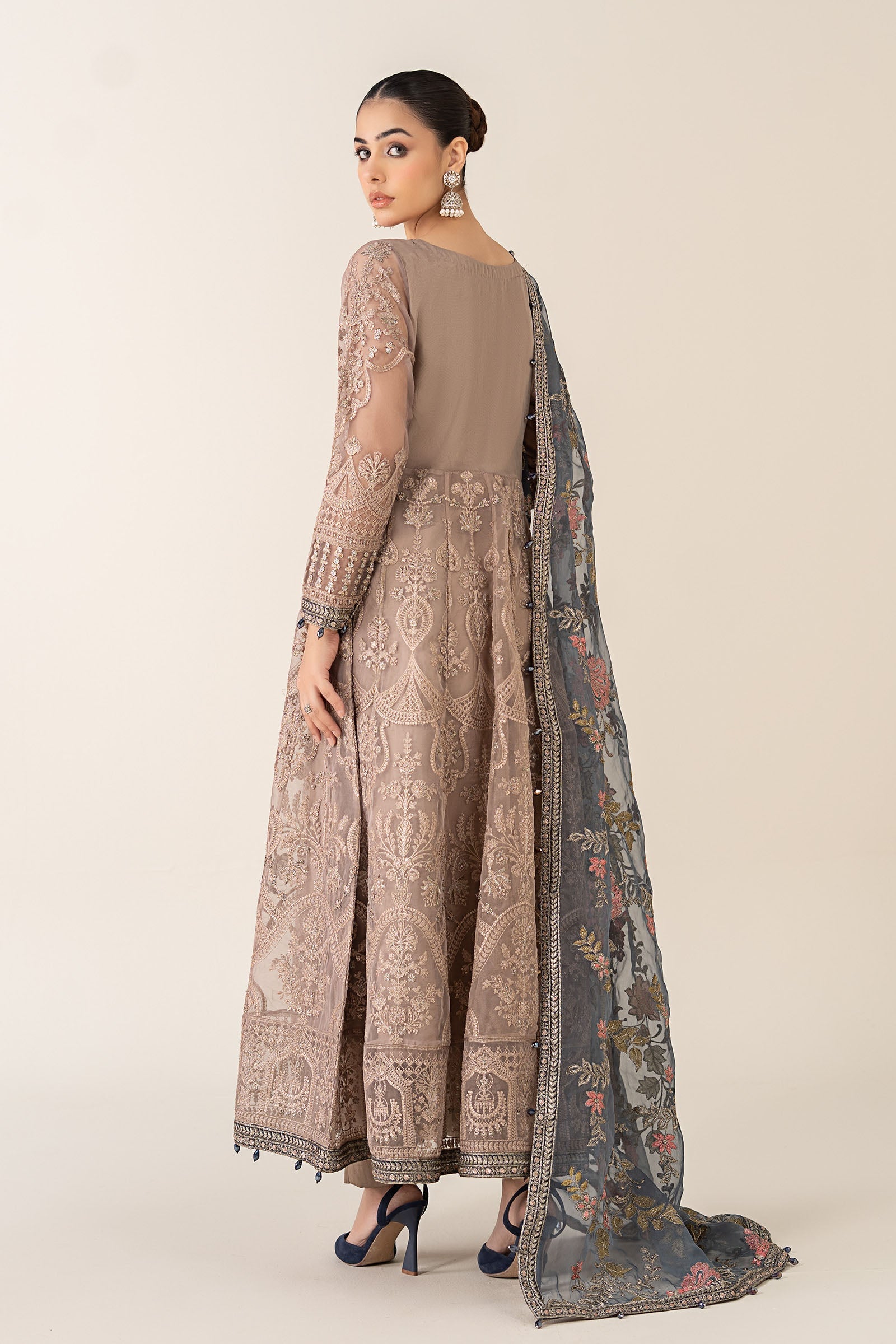 Maria B | Pre Fall Dresses | 3 Piece Embroidered Suit Gray