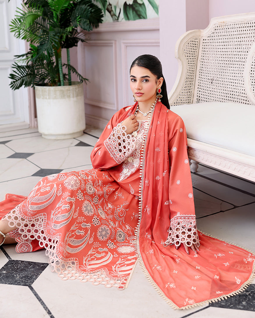 Roheenaz | Veil of Summer Chikankari | Soleil Blanc