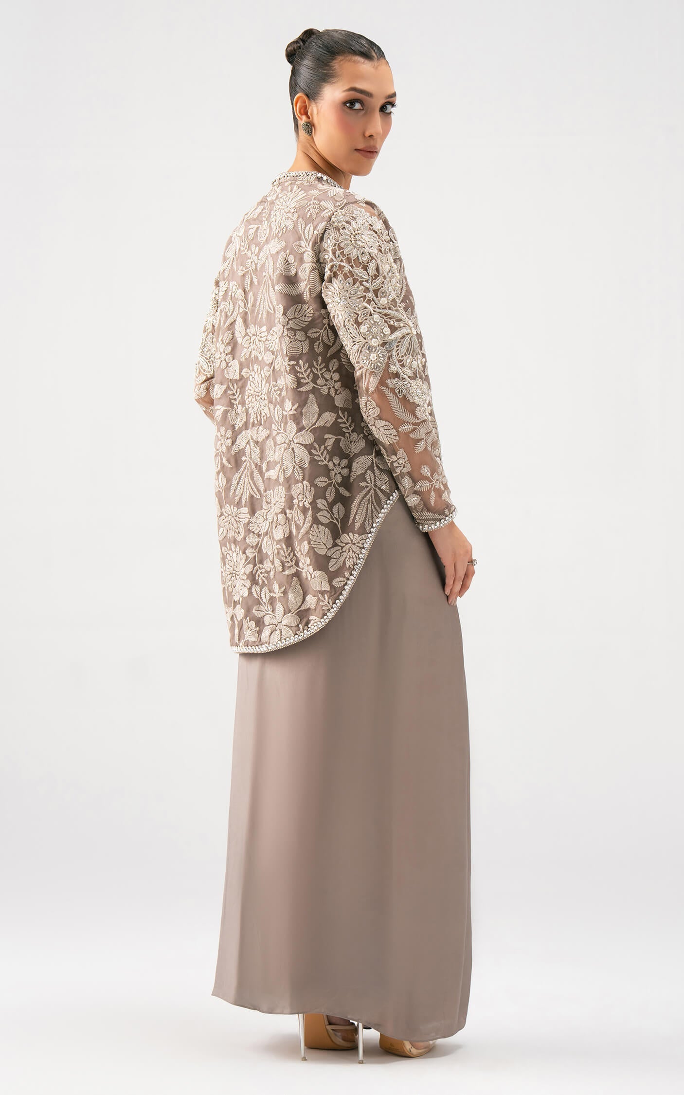 Asifa and Nabeel | Lyle Luxury Formals 25 | Taupe Bloom Drape Set