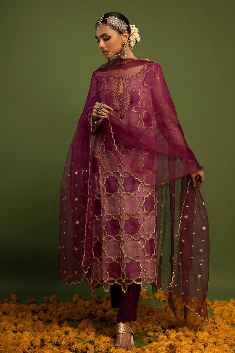 Wardha Saleem | Luxury Pret Traditional Wear | SARAAB - PLUM HEAVY (2 PC)
