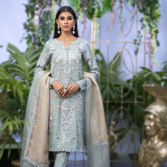 Wahaj M.Khan | Nureh Wedding Formals | Grey Straight Shirt and Pant