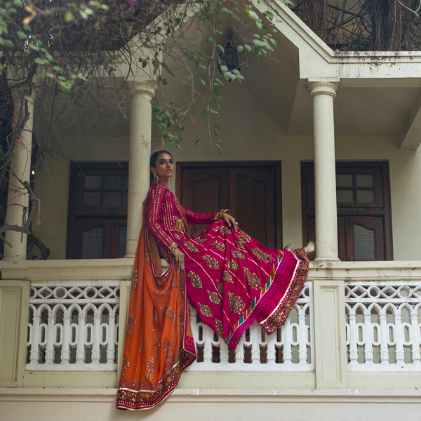 Wahajmkhan | Bahar Begum Formals | MAGENTA BLOCK ANARKALI