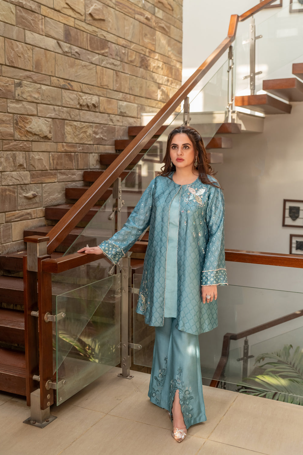 Wahaj M Khan | The Print Story |  Periwinkle Sheesha Jacket