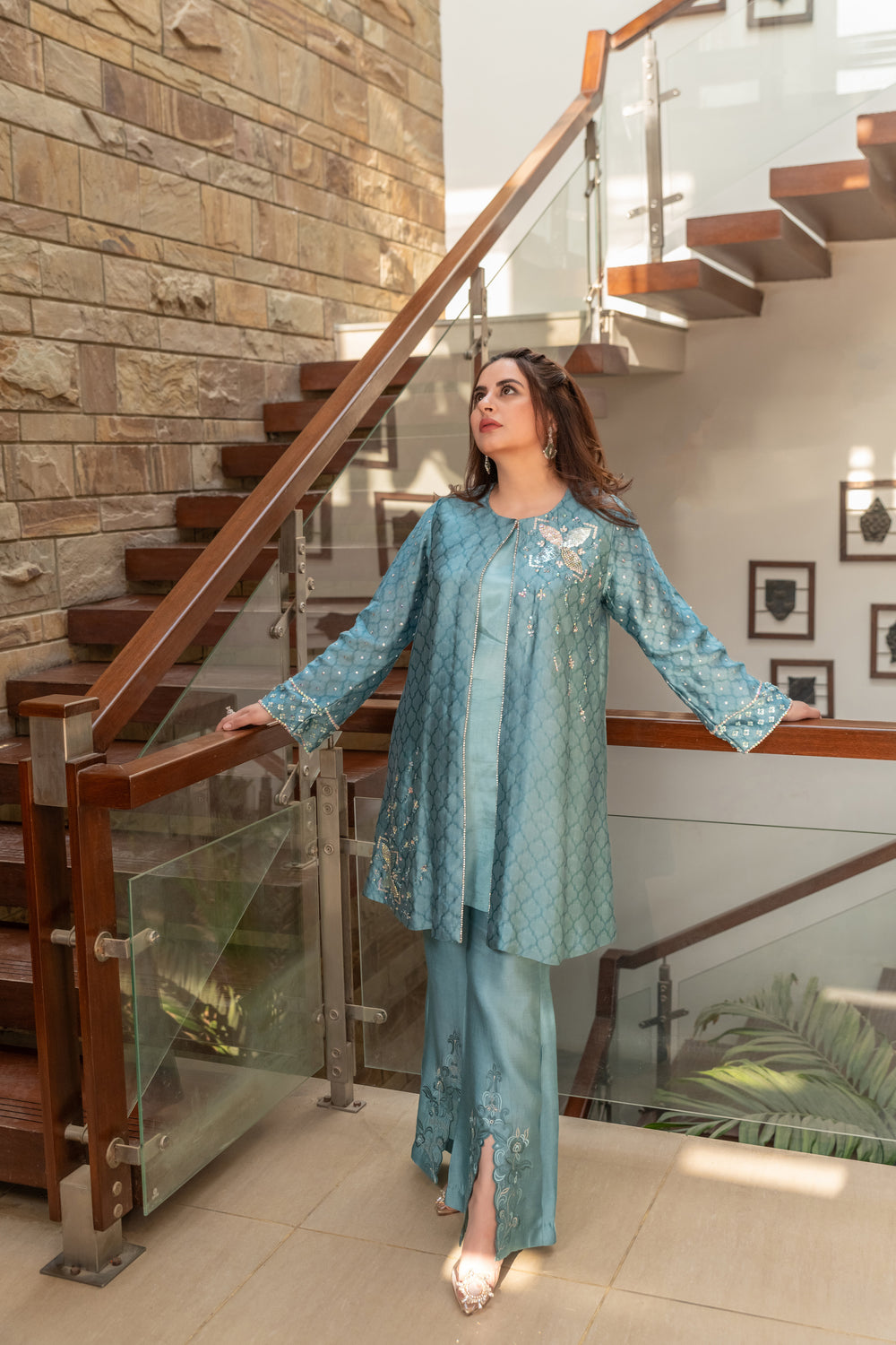 Wahaj M Khan | The Print Story |  Periwinkle Sheesha Jacket