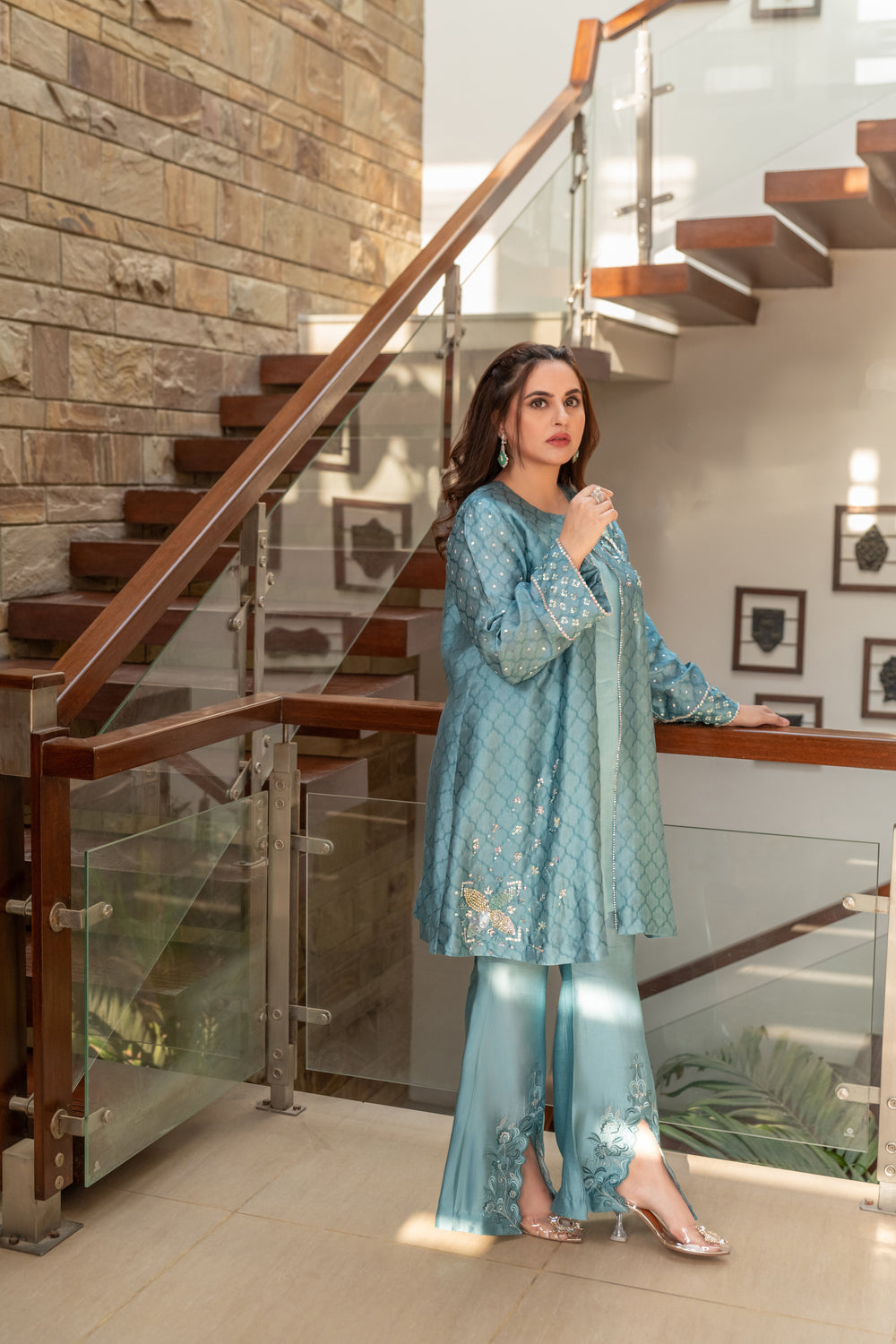 Wahaj M Khan | The Print Story |  Periwinkle Sheesha Jacket