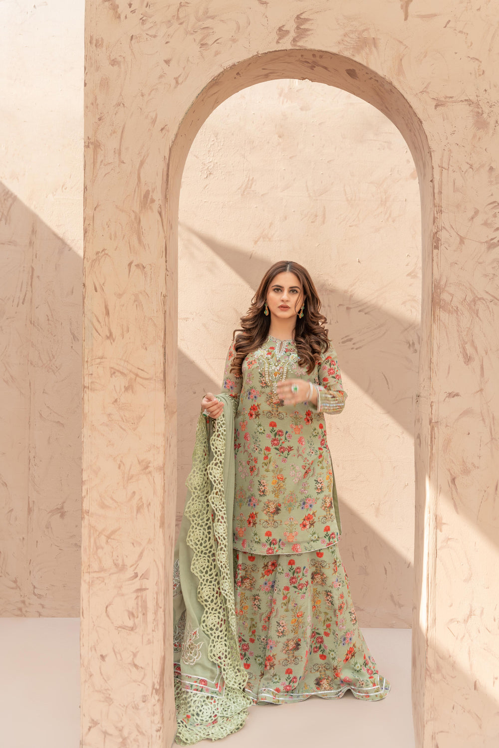Wahaj M Khan | The Print Story | Sage Green TPS Outfit