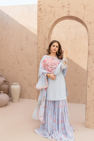 Wahaj M Khan | The Print Story | Iceblue TPS Gharara