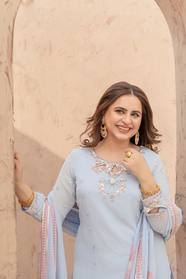 Wahaj M Khan | The Print Story | Iceblue TPS Gharara