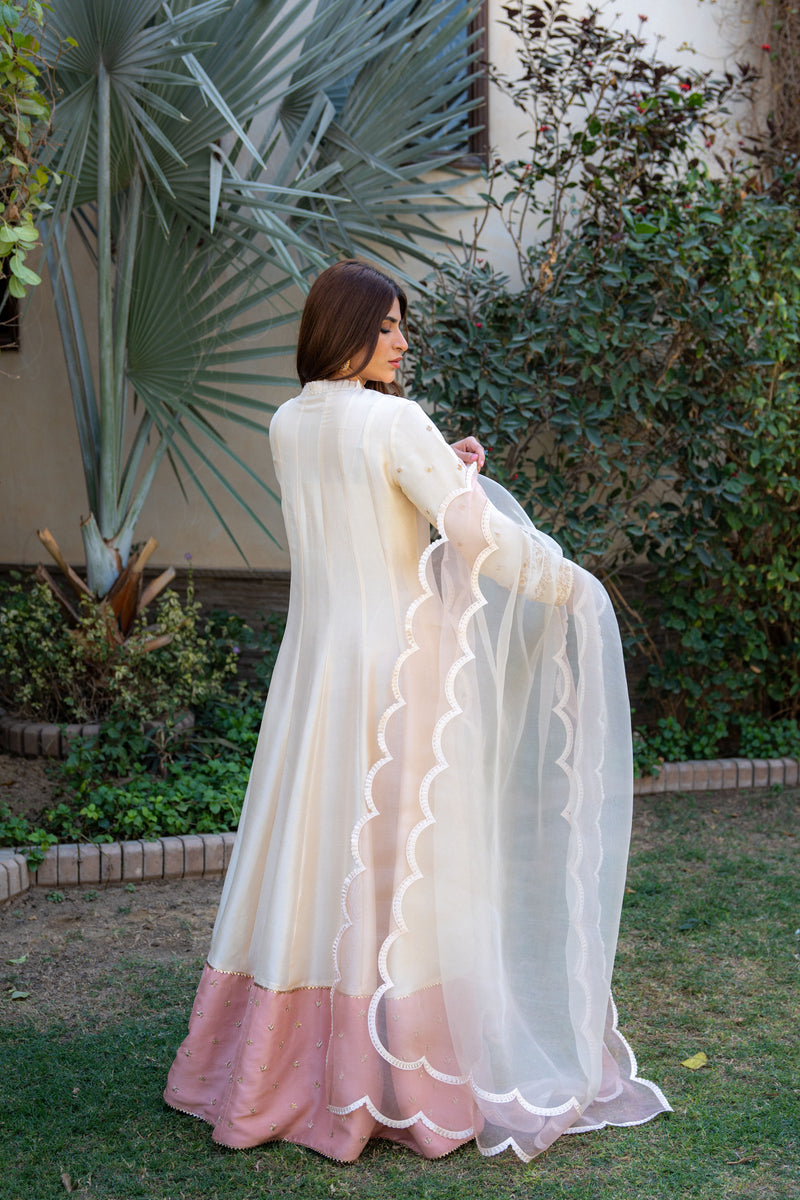 Wahaj M Khan | Pari Collection | Ivory Rawsilk Anarkali