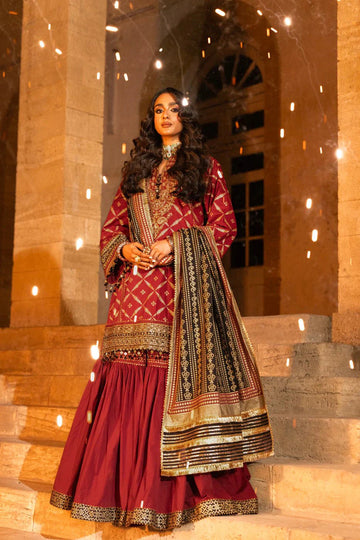 Alkaram | Spring Summer Festive 24 | Embroidered Cambric Red